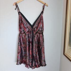 Vintage Jackpot Paisley Sheer Babydoll Cami Top Mini Dress S M